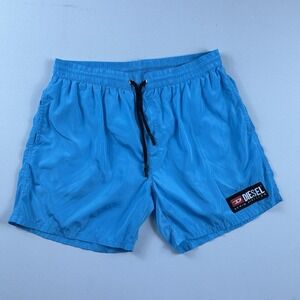 Diesel Beachwear Shorts Mens XL Blue Swim Trunks Lined Drawstring Nylon Pool